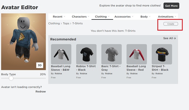 అవతార్ ఎడిటర్లో బటన్ను సృష్టించండి